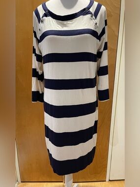 Women's Striped Long Sleeve Knee-Length Dress